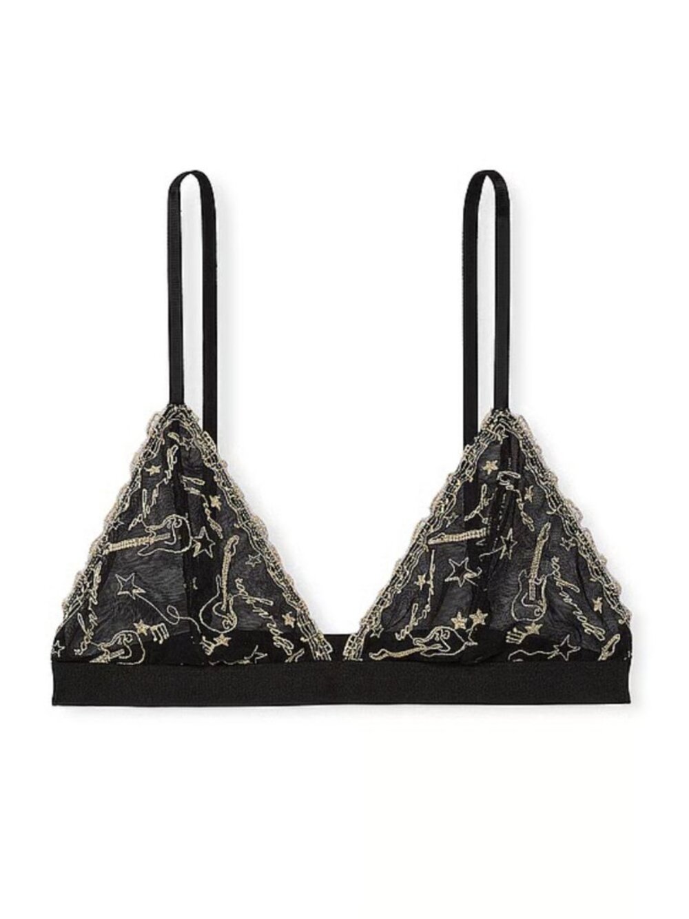 New! Victoria’s Secret PINK Wink Black Rockstar Triangle Bralette M 34536